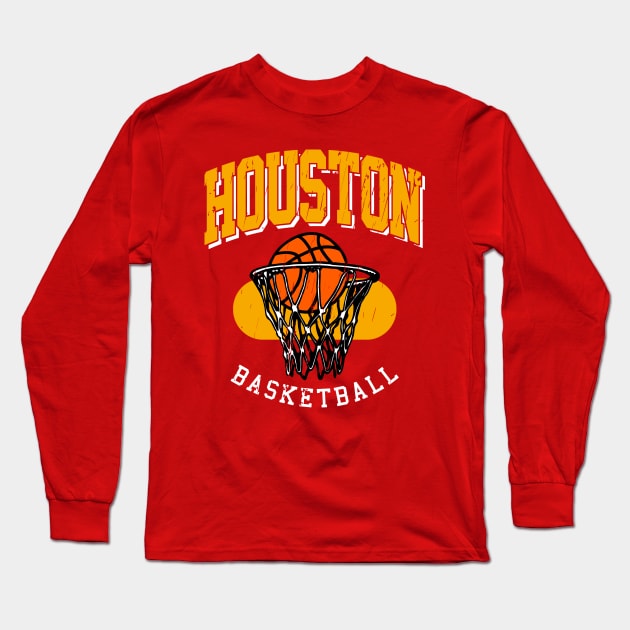 Vintage Houston Basketball Long Sleeve T-Shirt by funandgames